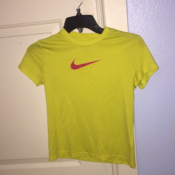 pink and yellow nike shirt